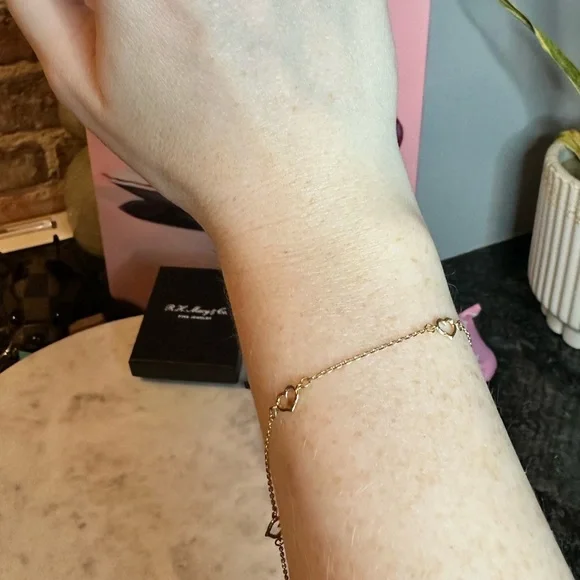 10K Gold Heart Bracelet/Anklet NWT - Picture 8 of 8